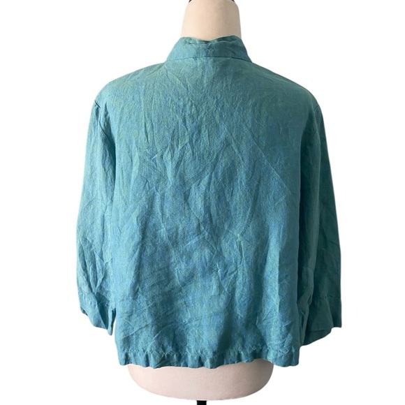 Bryn  Walker Teal linen blouse - Picture 2 of 12